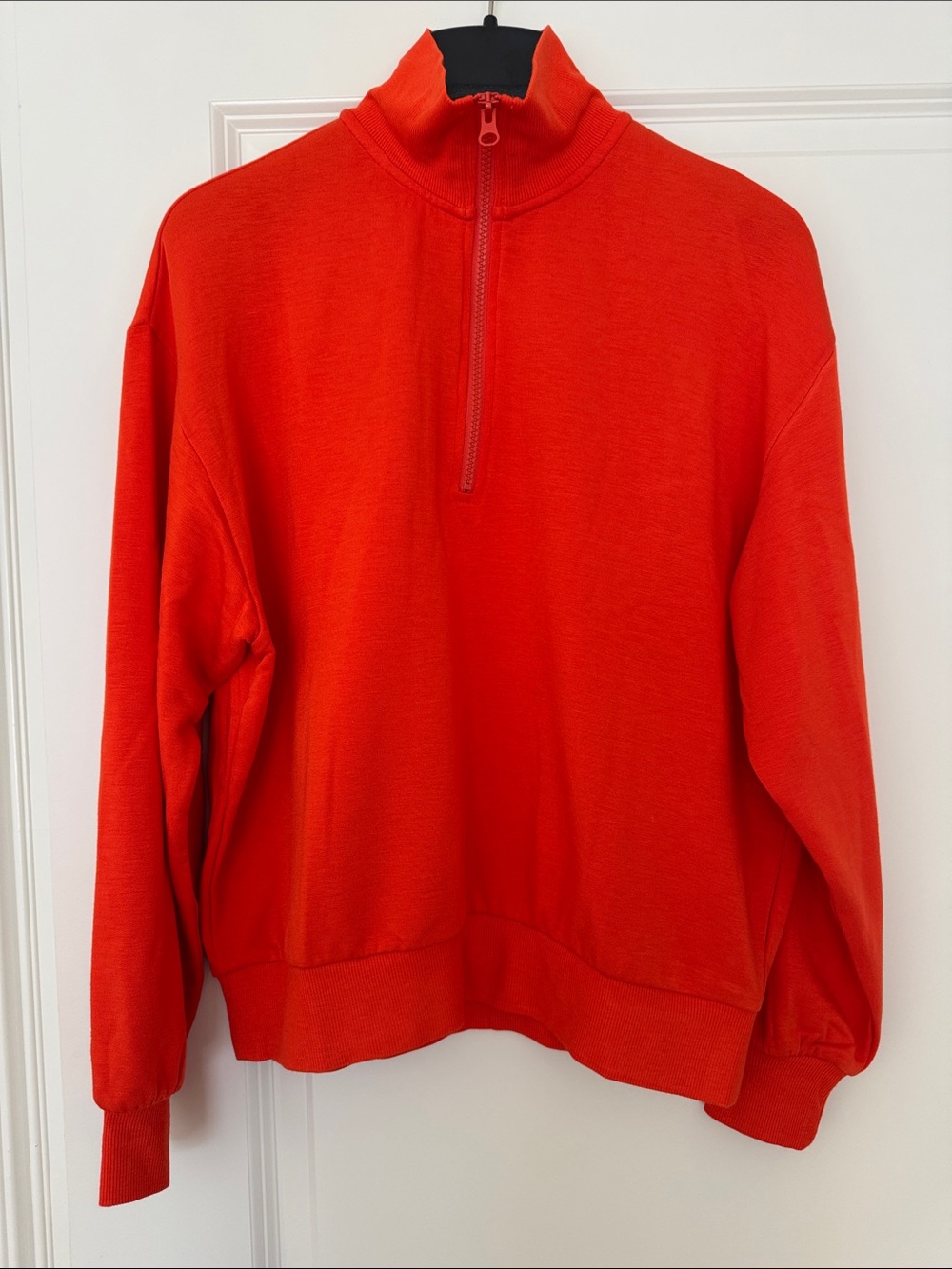 Womens Half-Zip Pullover Sweater in Bright Orange